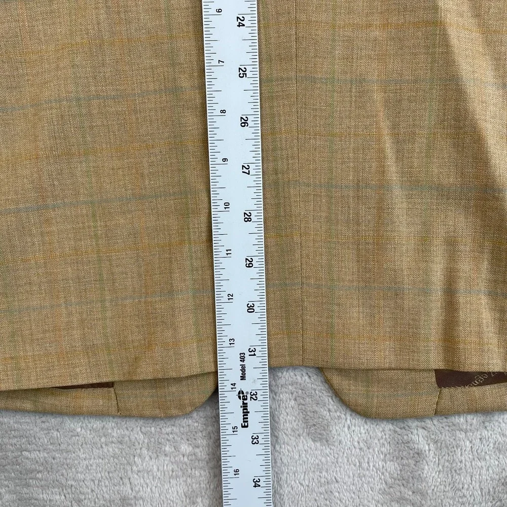 Ermenegildo Zegna Heritage Sport Coat Jacket Blazer Men 46R Tan WindowPane Plaid